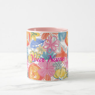 Modern Watercolor Floral Pattern  Mug