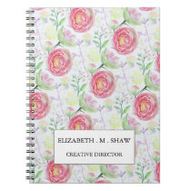 Modern Watercolor Floral Pattern Notebook