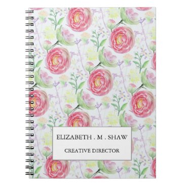 Modern Watercolor Floral Pattern Notebook