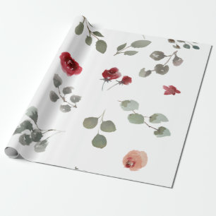 Modern Watercolor Floral Roses Wrapping Paper