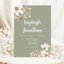 Modern Watercolor Floral Sage Green Wedding