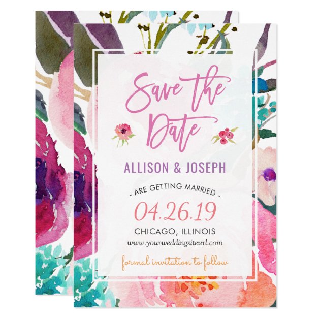 Modern Watercolor Floral | Save The Date Card