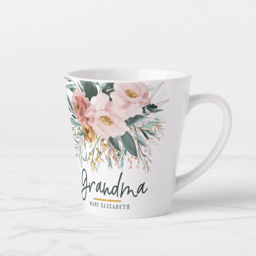 Modern watercolor floral script elegant grandma co latte mug