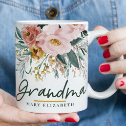 Modern watercolor floral script elegant grandma co mug