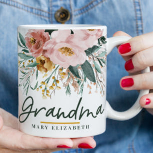 Modern watercolor floral script elegant grandma co mug