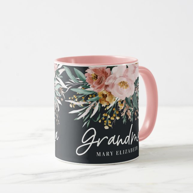 Modern watercolor floral script elegant grandma mug (Front Right)