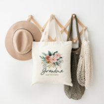 Modern watercolor floral script elegant grandma tote bag