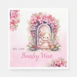 Modern Watercolor floral Teddy Bear baby shower N Napkins