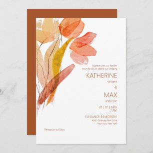 Modern Watercolor Floral Terracotta No Parents Invitation