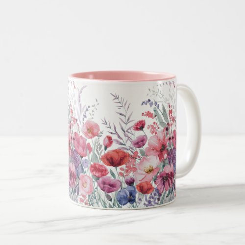 Modern Watercolor Floral Two_Tone Coffee Mug
