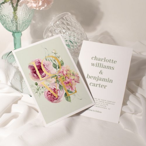 Modern Watercolor Floral Wedding Foil Invitation