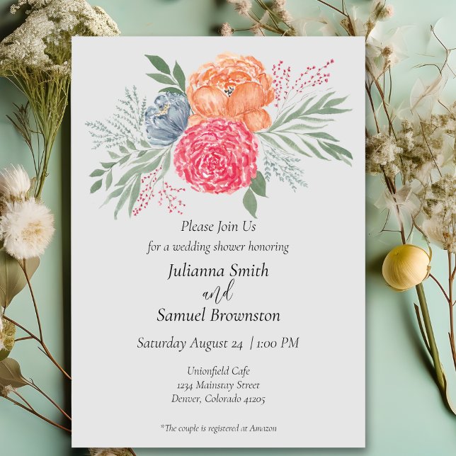 Modern Watercolor Floral Wedding Shower Invitation (Creator Uploaded)