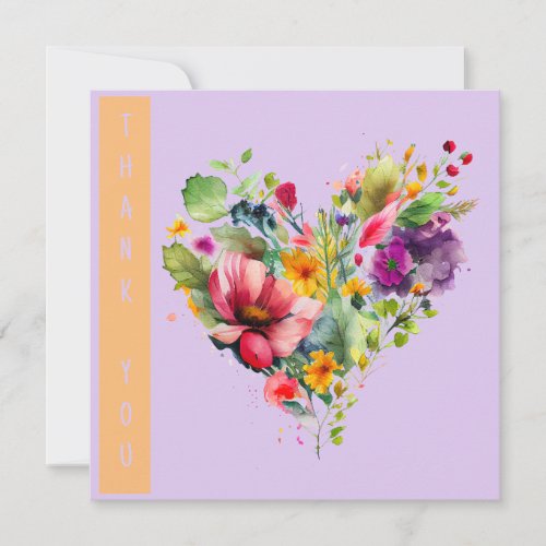 Modern Watercolor Floral Wreath Thank You 