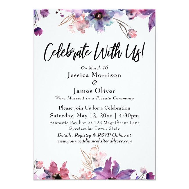Modern Watercolor Florals Celebrate With Us! Invitation