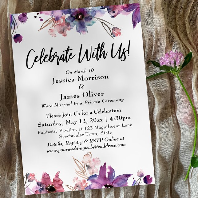 Modern Watercolor Florals Celebrate With Us! Invitation (Creator Uploaded)