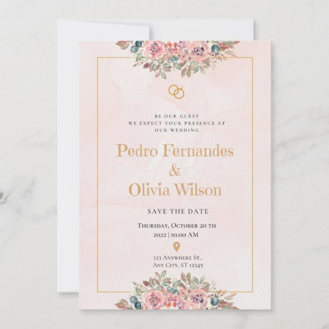    Modern watercolor flower bouquet Invitation (Front)