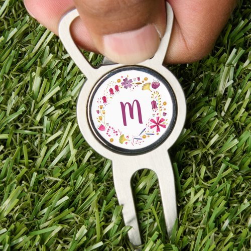 Modern Watercolor Flower Monogram Divot Tool