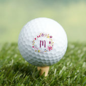 Modern Watercolor Flower Monogram Golf Balls (Insitu Tee)
