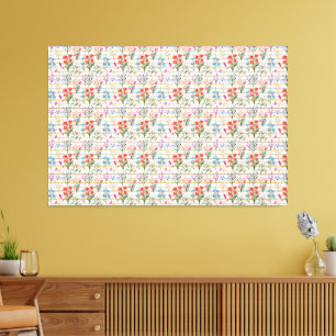  Modern Watercolor Flower Pattern Canvas Print