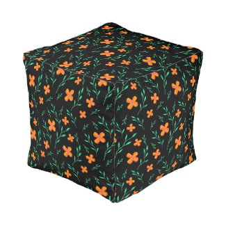 Modern Watercolor Flower Pattern Floral Pouf