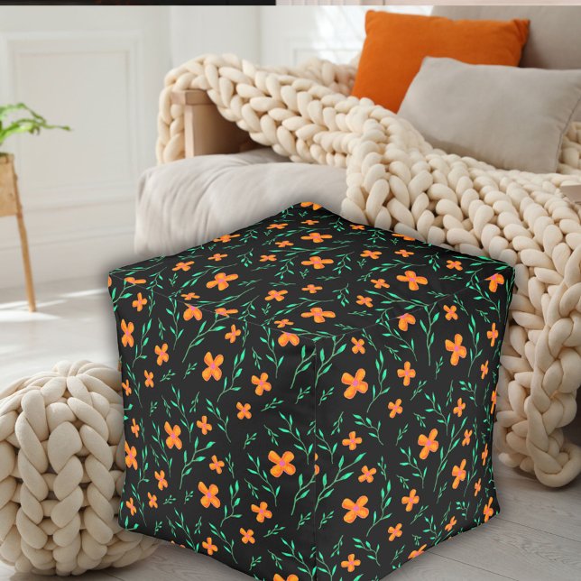 Modern Watercolor Flower Pattern Floral Pouf (Creator Uploaded)