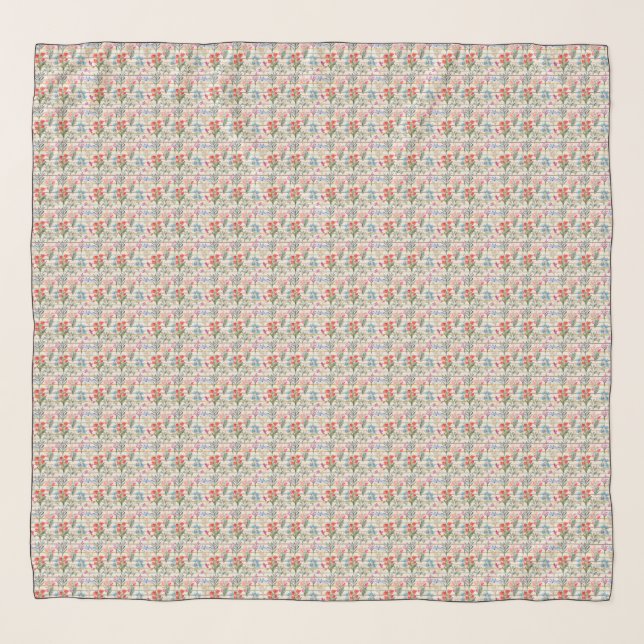 Modern Watercolor Flower Pattern Scarf (Front)