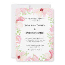 Modern Watercolor Flower Wedding Invitation