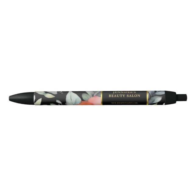 Modern watercolor flowers black gold professional pen (Front)
