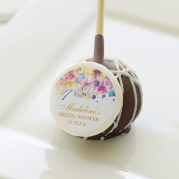 Modern Watercolor Flowers Bridal Shower Cake Pops by SugarandSpicePaperCo at Zazzle