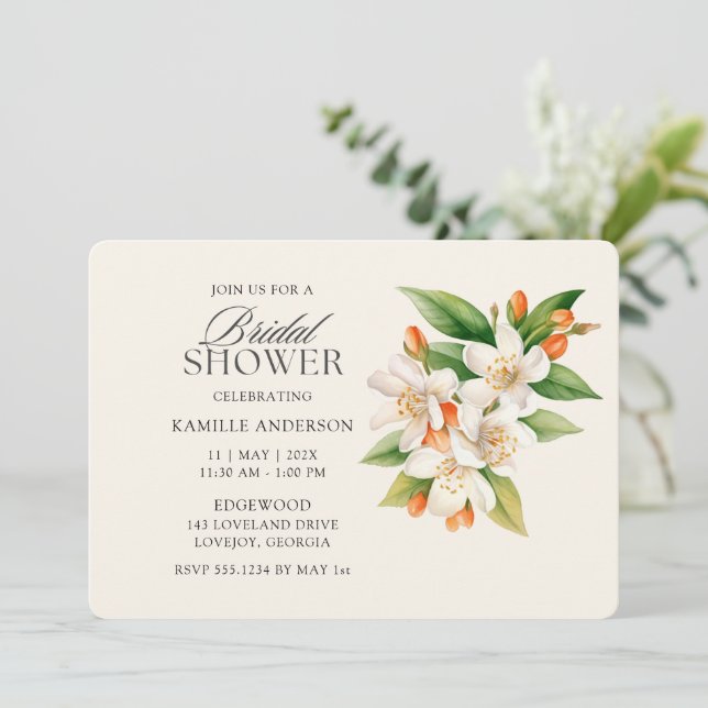 Modern Watercolor Flowers Bridal Shower Invitation (Standing Front)