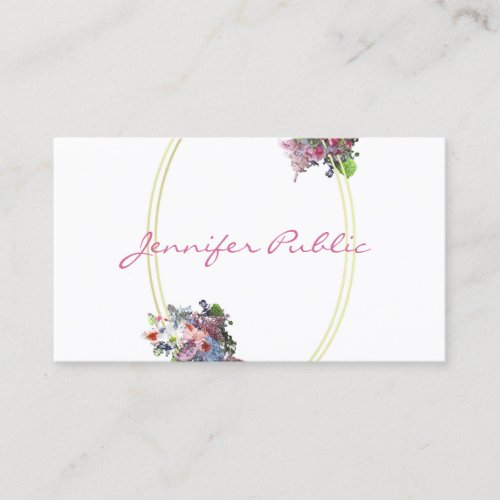 Modern Watercolor Flowers Elegant Script Template Business Card
