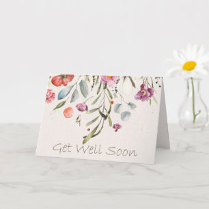 Modern Watercolor Flowers Get Well Card