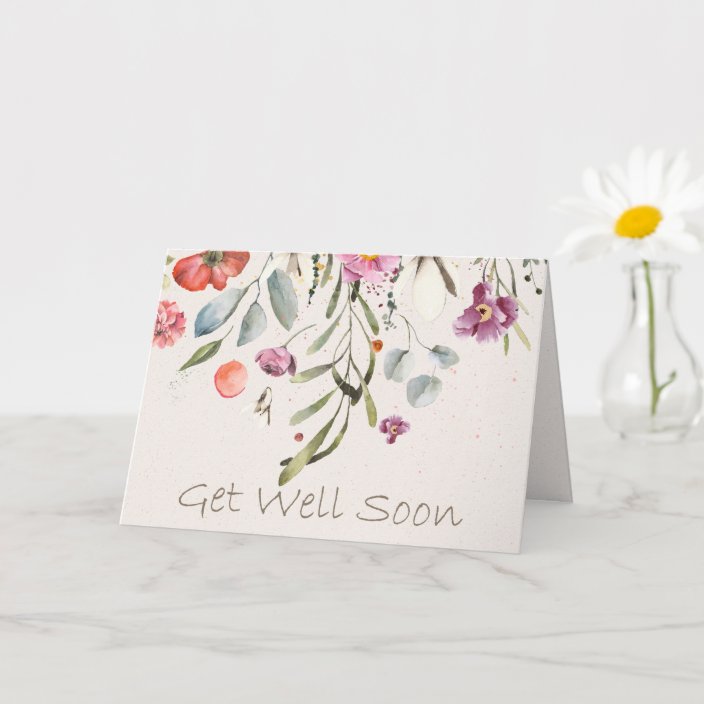 Modern Watercolor Flowers Get Well Card | Zazzle.com