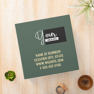 Modern Watercolor Flowers & green Bg 3 Ring Binder