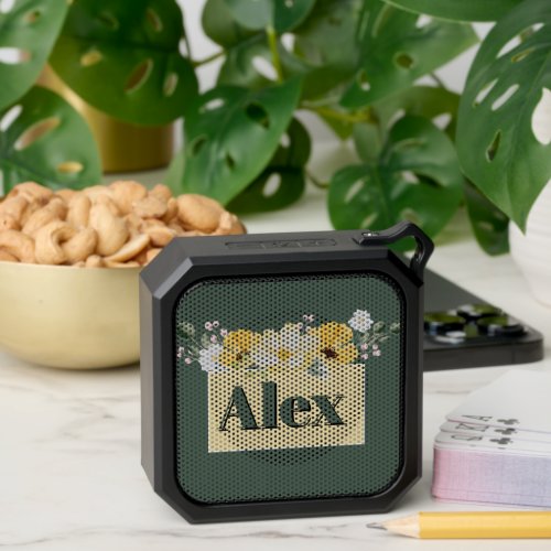 Modern Watercolor Flowers & green Bg Bluetooth Speaker