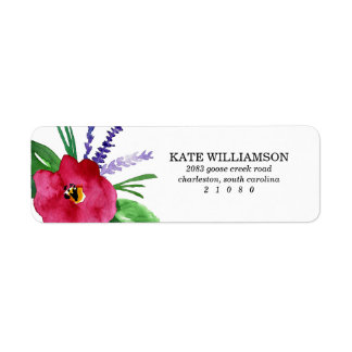 Modern Watercolor Flowers Label