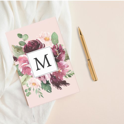 Modern Watercolor Flowers Monogrammed Post_it Notes