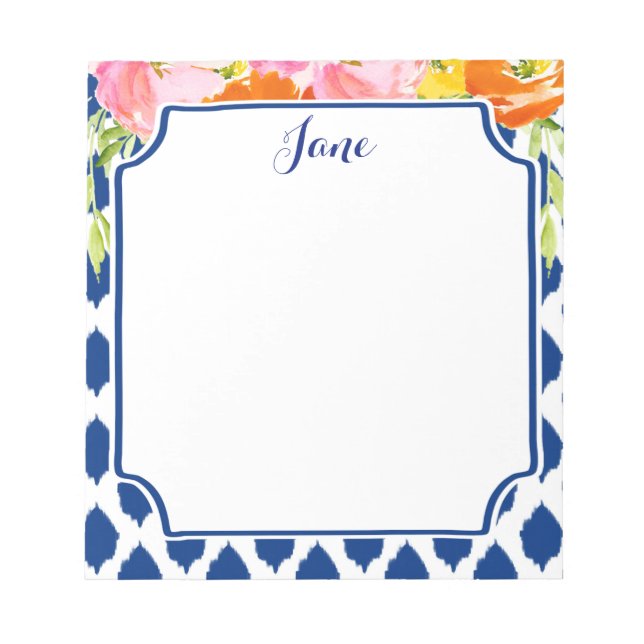 Modern Watercolor Flowers Notepad (Front)