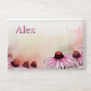 Modern Watercolor Flowers & personalize name HP Laptop Skin