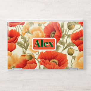Modern Watercolor Flowers & personalize name HP Laptop Skin