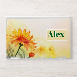 Modern Watercolor Flowers & personalize name HP Laptop Skin