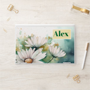 Modern Watercolor Flowers & personalize name HP Laptop Skin