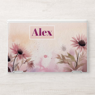 Modern Watercolor Flowers & personalize name HP Laptop Skin