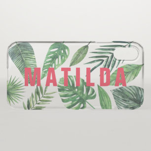 Modern watercolor foliage graphic typography iPhone x case