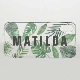 Modern watercolor foliage graphic typography iPhone x case