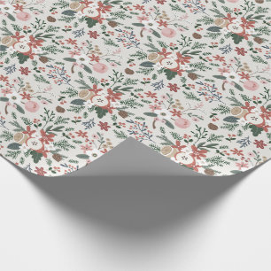 Modern Watercolor Foliage Holiday Pattern Wrapping Paper