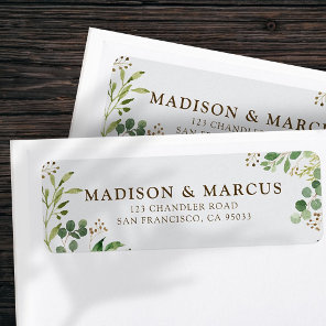 Modern Watercolor Foliage Wedding Return Address Label