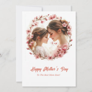 Modern Watercolor gentle mom and daughter Holiday Card