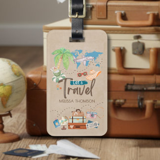 Modern Watercolor Get Away Adventure Journey Luggage Tag
