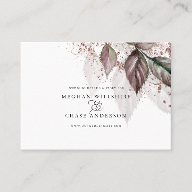Modern Watercolor Glitter Foliage   BarefootBride™ Business Card (Front)